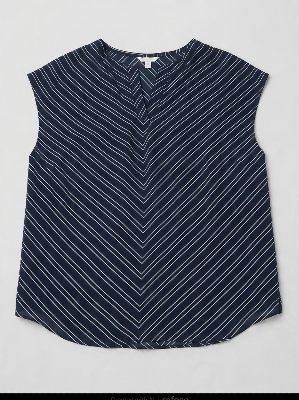 Maurices Navy and White Chevron Stripe V-Neck Cap Sleeve Top